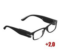 Lunettes de lecture à LED - PEARL - Cerclée - Dioptrie +2,0 - Avec batterie