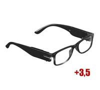 Lunettes de lecture à LED - PEARL - Dioptrie +3,5 - Avec batterie - Noir - Classique - Plastique - Mixte