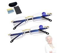Lunettes de lecture Blue Ease Optics, lunettes de lecture à zoom automatique, soulage la fatigue oculaire liée à l'ordinateur et au numérique(Gold,2pcs)
