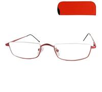 Lunettes de lecture demi-lune acier léger, +1,0 à +2,5, modèle unisexe | Quatre coloris, monture légère de 17 g et étui orange agréable à prendre en main.
