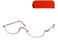 Lunettes de lecture demi-lune semi-cer s avec étui orange compact | Monture basse de 17 g, plaquettes réglables et quatre puissances pour alterner lecture de près et regard au-dessus.