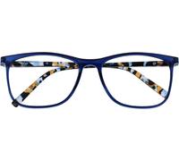 Lunettes De Lecture Monture Carrées Minces Élégantes Charnières À Ressort Anti-Rayures Bleu Branches À Motif Hommes Femmes R66-3 +2.50