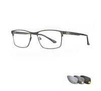 Lunettes de Lecture photochromiques à Large Monture pour Hommes, Lunettes à Changement de Couleur de Mode, Verres en résine et Monture entièrement en métal, Lecteurs de Soleil Confortables, Doré