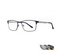 Lunettes de Lecture photochromiques à Large Monture pour Hommes, Lunettes à Changement de Couleur de Mode, Verres en résine et Monture entièrement en métal, Lecteurs de Soleil Confortables, Doré