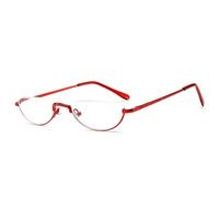 Lunettes de Lecture Rétro Demi-Lune, Lecteur de Lentilles Demi-Monture Mince pour Femmes et Hommes, Lunettes Meall Légères(Red,2.5)