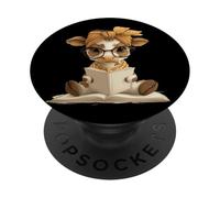 Lunettes de Lecture Rondes pour bébé Vache Portrait Ouvert PopSockets PopGrip Adhésif