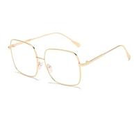 Lunettes de lecture surdimensionnées à la mode femmes hommes, lecteurs d'ordinateur à cadre métallique complet, grandes lunettes anti-lumière bleue/éblouissante ( Color : Golden , Size : +100 )