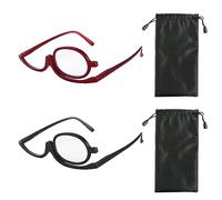 Lunettes de maquillage 2 pièces avec sacs, lentille simple rabat, design pliable pour femme
