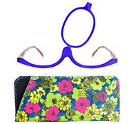 Lunettes de maquillage à verre pivotant, monture fleurie avec étui | Un seul verre grossissant bascule vers l’œil gauche ou droit pour libérer l’autre côté pendant le maquillage.