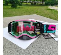 Lunettes de moto Scott, lunettes de protection Harley, lunettes de ski, anti-vent et anti-poussière pour le ski et la conduite 1 pièce - Feuille transparente encadrée de blanc et de rouge,1 feuille tr