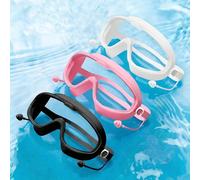 Lunettes de natation anti-buée à large champ de vision pour adultes avec bouchons d'oreilles intégrés, masque de plongée avec joint en silicone souple étanche, lunettes de natation transparentes et im
