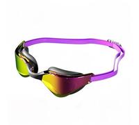 Lunettes de natation anti-buée HD avec lentille grand angle: ajustement confortable, pont nasal réglable, design pour les sports de natation(Purple gold)