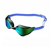 Lunettes de natation anti-buée HD avec lentille grand angle: coupe confortable, pont nasal réglable, design pour les sports de natation(Blue Gold)
