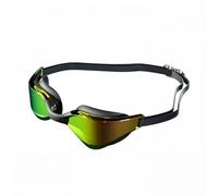 Lunettes de natation anti-buée HD avec lentille grand angle: coupe confortable, pont nasal réglable, design pour les sports de natation(Black Gold)