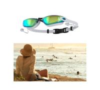 Lunettes de Natation avec Bouchons D'Oreille, Imperméables, Antibuée, Anti-UV, Adaptées Aux Hommes, Femmes et Adolescents, Noires