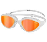 Buddyswim Lunettes de natation OzeanX – UV400, antibuée, XVISION – Blanc/Orange Mirror