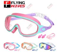 Lunettes de natation colorées pour enfants, Vision large, Anti-UV, Anti-buée, sans fuite, accessoires de natation pour garçons et filles, jeunes tout-petits âgés de 3 à 15 ans Orange-green