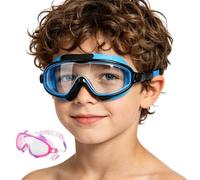 Lunettes de Natation Enfant | Anti-Buée Protection UV Vision Panoramique,Avec Pince-Nez Et Bouchons D'Oreilles, Sangle Réglable, Lunettes De Natation Étanches Pour Enfant - Pour Garçons, Piscine, Plon