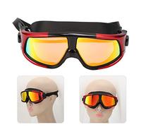 Lunettes de Natation Haute Définition pour Adultes, étanches, Antibuée, pour les Activités de Plongée et de Natation, Matériau du Cadre en Silicone, Bleu Noir (rouge noir)