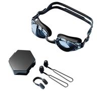Lunettes De Natation, Lunettes De Plage Pince Nasale Bouchons d'Oreilles Ensemble, Sangle Ajustable avec Étui de Rangement, pour Apprendre à Nager en Piscine, Entraînement pour, Mer,