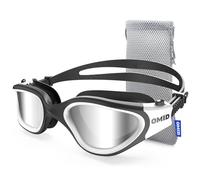 Lunettes de natation OMID, P2 polarisées 【Brevet & Mise à niveau】 Lunettes de natation anti-buée et anti-UV sans fuite pour adultes, hommes, femmes, jeunes (Polarisées-noir blanc-lumineux)