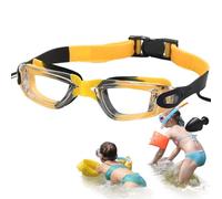 Lunettes De Natation pour avec Bouchons d'oreilles, Lunettes De Natation Imperméables Anti-buée pour Garçons Et Filles, Protection UV Anti-Fuite pour Piscine, Plage, Mer, Sangle Réglable Confo