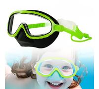 Lunettes de natation pour enfants de 6 à 14 ans avec cache-nez, anti-buée, sans fuite, avec bouchons d'oreille, lunettes de natation en silicone souple pour piscine et plage, noir