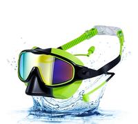 Lunettes de Natation Tristes Enfants - Anti-UV, Masque à Large Vue avec Pièce Natation & Bouchons d'oreilles,Lunettes Enfants pour Natation,pour Piscine, Tuba, Plongée, Sports Nautiques, Vacances