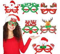 Lunettes de Noël à paillettes - Lunettes de Père Noël dessin animé - Lunettes de Noël 2025 pour accessoires de carnaval, accessoires photo, festival d'hiver
