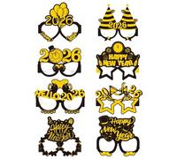 Lunettes de Nouvel An 2026 | 8 pièces accessoires festifs pour photos, lunettes pour fêtes de vacances - Pour , adolescents, invités, hôtes, dîners de bureau, chants de Noël, réunions de