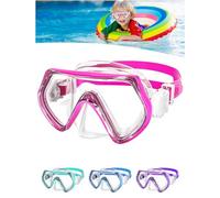 Lunettes de plongée et de natation pour enfants de 4 à 10 ans, masque avec protège-nez en silicone, verre trempé panoramique HD 180 °