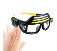Lunettes de poche avec détecteur de mouvement tactile avec lampe frontale | Far Lighting Lunettes de sécurité LED pour course à pied, camping, pêche, randonnée, hommes, femmes, adultes, jaune