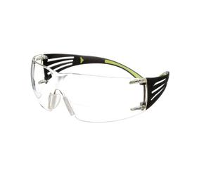 Lunettes de protection 3M SecureFit 400 Reader, branches noires/vertes, traitement anti-rayures/anti-buée, écran transparent avec +2,0 d'épaisseur, SF420AS/AF-EU, blister x6 morceau