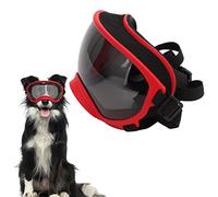 Lunettes de Protection pour Chien, Anti-poussière, Sangle réglable, Lunettes de Soleil durables, Lunettes Protection pour Chien, Coupe-Vent, Grande Race, avec (Red Frame and Black Goggles)
