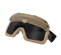 Lunettes de Protection Tactiques Antibuée à 2 Modes, Équipement de Chasse Airsoft Paintball Fixation Rapide Sur Rail D'Aile de Casque(Brown-Black)