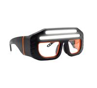 Lunettes de sécurité avec lumière - 9 x 9 x 19 cm | Lunettes de protection réglables à LED avec détecteur de mouvement - Pour la construction, le travail du bois, le travail des métaux, la soudure et