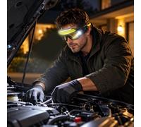Lunettes de sécurité avec lumières - Lunettes de protection LED rechargeables par USB | 5 modes d'éclairage LED pour travail, réparation, inspection, mécanicien, électricien extérieur