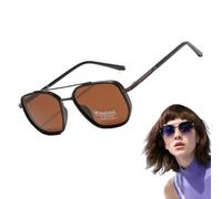 Lunettes de sécurité polarisées, teinte tendance | Monture légère avec protection UV - Accessoire d'extérieur pour homme et femme - Pour voyage, plage, séance photo, fête de mariage, marron, Refer to