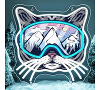 Lunettes de ski chat neon led ski snowboard led mural hiver sportif enseigne lumineuse éclairage de bar cadeau pour les sports d’hiver amoureux des chats