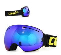 Lunettes De Ski Double Couches Uv400 Anti-Buée Grand Masque Lunettes Pour Ski Snowboard, Bleu Lens Noir Fram