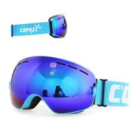 Lunettes De Ski Double Couches Uv400 Anti-Buée Grand Masque Lunettes Pour Ski Snowboard, Frame Bleu