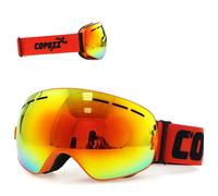Lunettes De Ski Double Couches Uv400 Anti-Buée Grand Masque Lunettes Pour Ski Snowboard, Frame Rouge