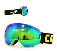 Lunettes De Ski Double Couches Uv400 Anti-Buée Grand Masque Lunettes Pour Ski Snowboard, Frame Vert Vert
