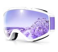 Lunettes de ski et de planche à neige pour hommes, femmes et jeunes - Protection à 100 % contre les rayons UV - Monture blanche (E1/lentille violette (VLT : 14 %)