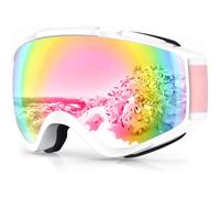 Lunettes de ski et de planche à neige pour hommes, femmes et jeunes - Protection à 100 % contre les rayons UV - Monture blanche B10, lentille rose Revo (46 %)