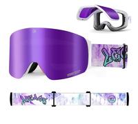 Lunettes de Ski Pliables en Haut - Masque de Ski Vision Large Sans Cadre, Anti-Buée Double Couche, UV400 Compatible avec le casque, Masque de Snowboard Homme Femme, Parfait pour Sports Hiver
