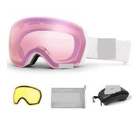Lunettes de Ski Ski Goggles Men Women Anti-Fog Ski Eyewear Snow Glasses Adult Snowboard Goggle with Night Yellow Lens and Case Set(Sakula Set)