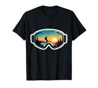 Lunettes de Ski Ski réflexion Coucher de Soleil Amateur de Ski Art d'hiver T-Shirt