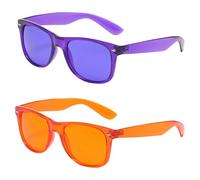Lunettes De Soleil 2 Pièces, Lunettes De Soleil Personnalisées À La Mode, Lunettes À Monture Carrée, Équipement De Plein Air, Accessoires Vestimentaires (Violet, Orange)
