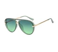 Lunettes de soleil à double pont teinté rose, monture transparente et monture dorée UV400, 04, Taille unique